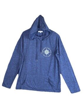 Vineyard Crew Performance Pullover Hoodie Navy Blue Heather Nautical Sz. M
